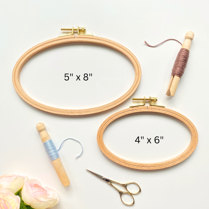 Eight22Crafts - Oval Beechwood Embroidery Hoops,  Cross Stitch Hoop Frames: 5" x 8" - Pisgah Needleworks