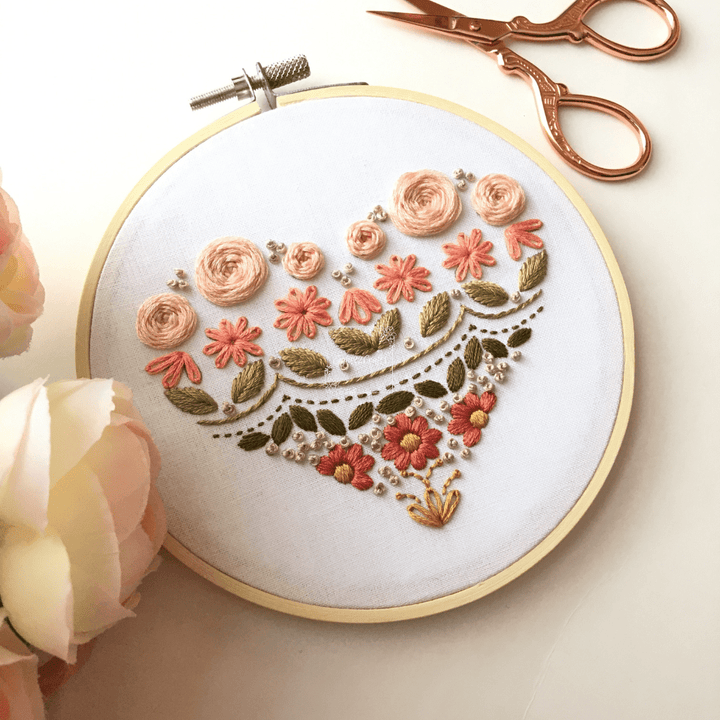 Eight22Crafts - Dreamy Boho Heart Sampler Embroidery Kit, Level 1 - Pisgah Needleworks