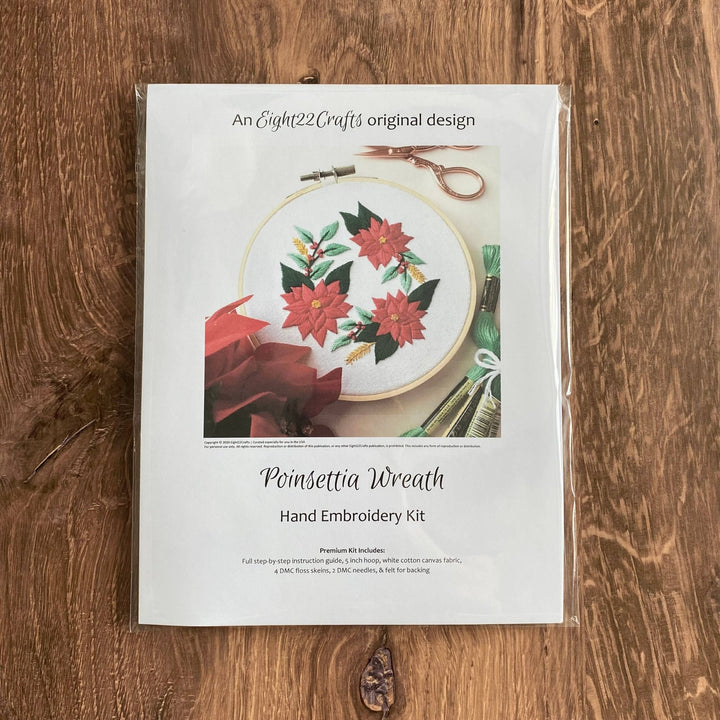 Eight22Crafts - Poinsettia Wreath Embroidery Kit - Pisgah Needleworks