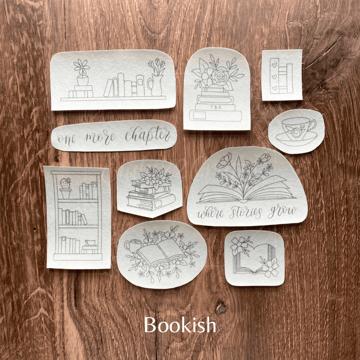Eight22Crafts – Stick and Stitch Embroidery Designs: Bookish (Large 6"x11") - Pisgah Needleworks