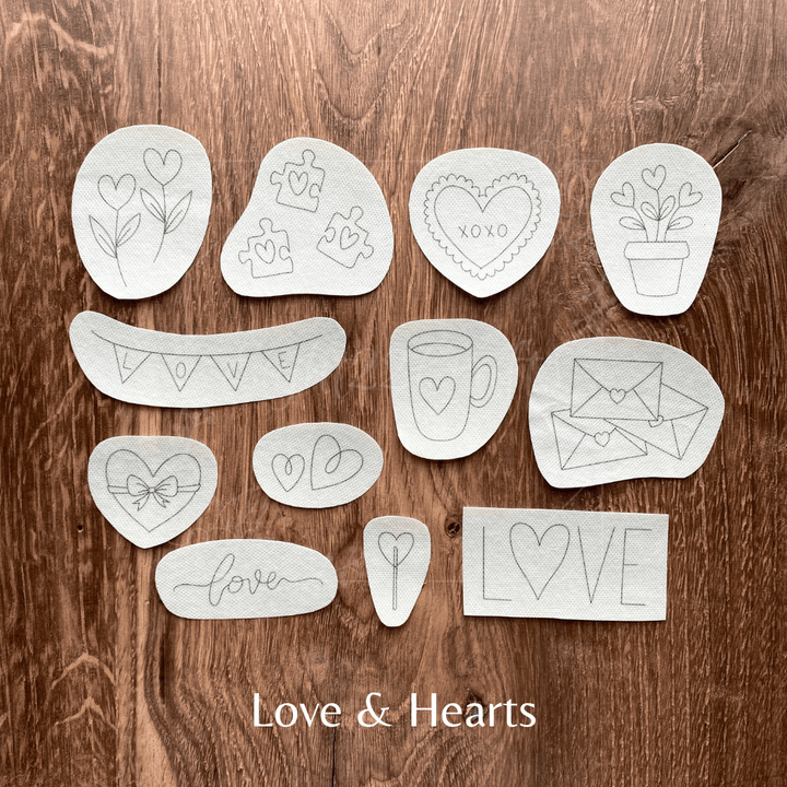 Eight22Crafts – Valentines Love & Hearts Stick and Stitch Pack (Small 4"x6") - Pisgah Needleworks