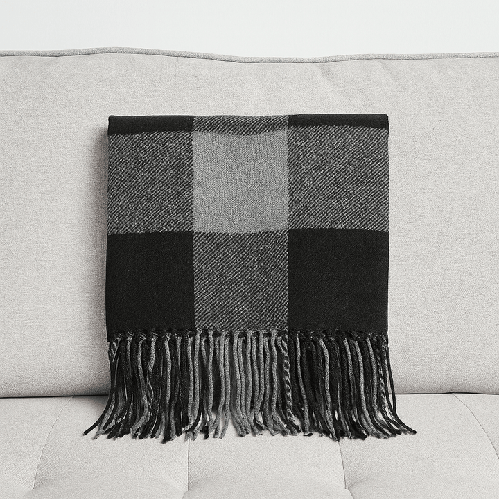 Fennco Styles Classic Buffalo Plaid Decorative Throw Blanket – Black (50x60) - Pisgah Needleworks