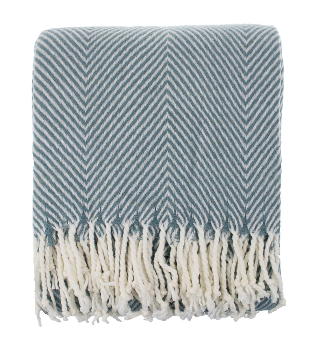 Fennco Styles Frost Green Classic Chevron Throw Blanket with Tassels (50x60) - Pisgah Needleworks