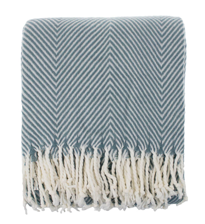 Fennco Styles Frost Green Classic Chevron Throw Blanket with Tassels (50x60) - Pisgah Needleworks