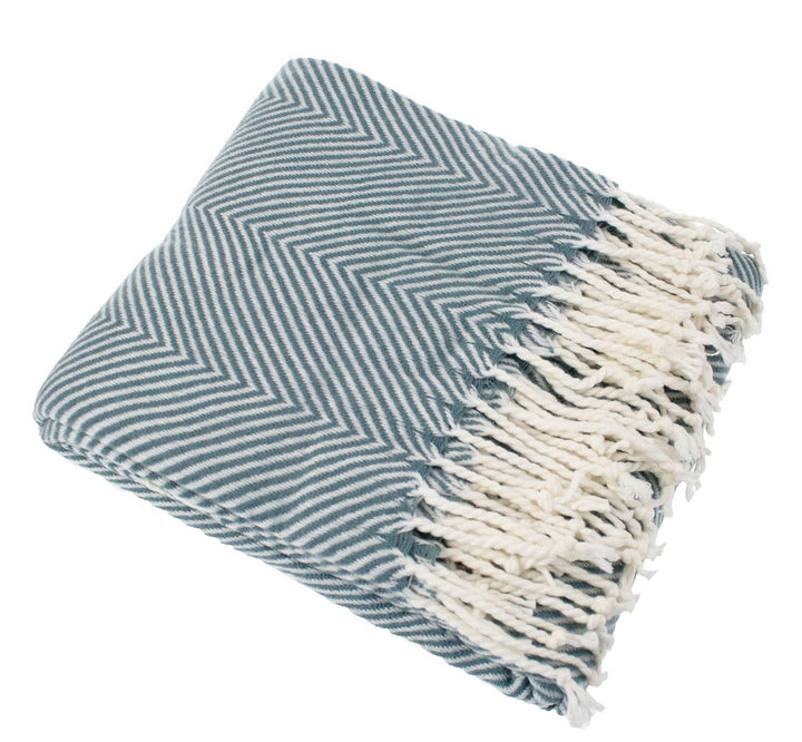 Fennco Styles Frost Green Classic Chevron Throw Blanket with Tassels (50x60) - Pisgah Needleworks