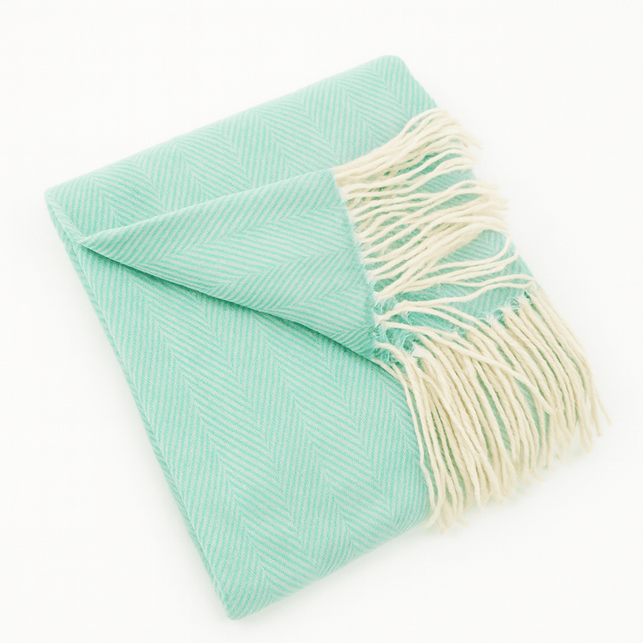 Fennco Styles Pink Herringbone Throw Blanket with Fringe (50x60) - Pisgah Needleworks