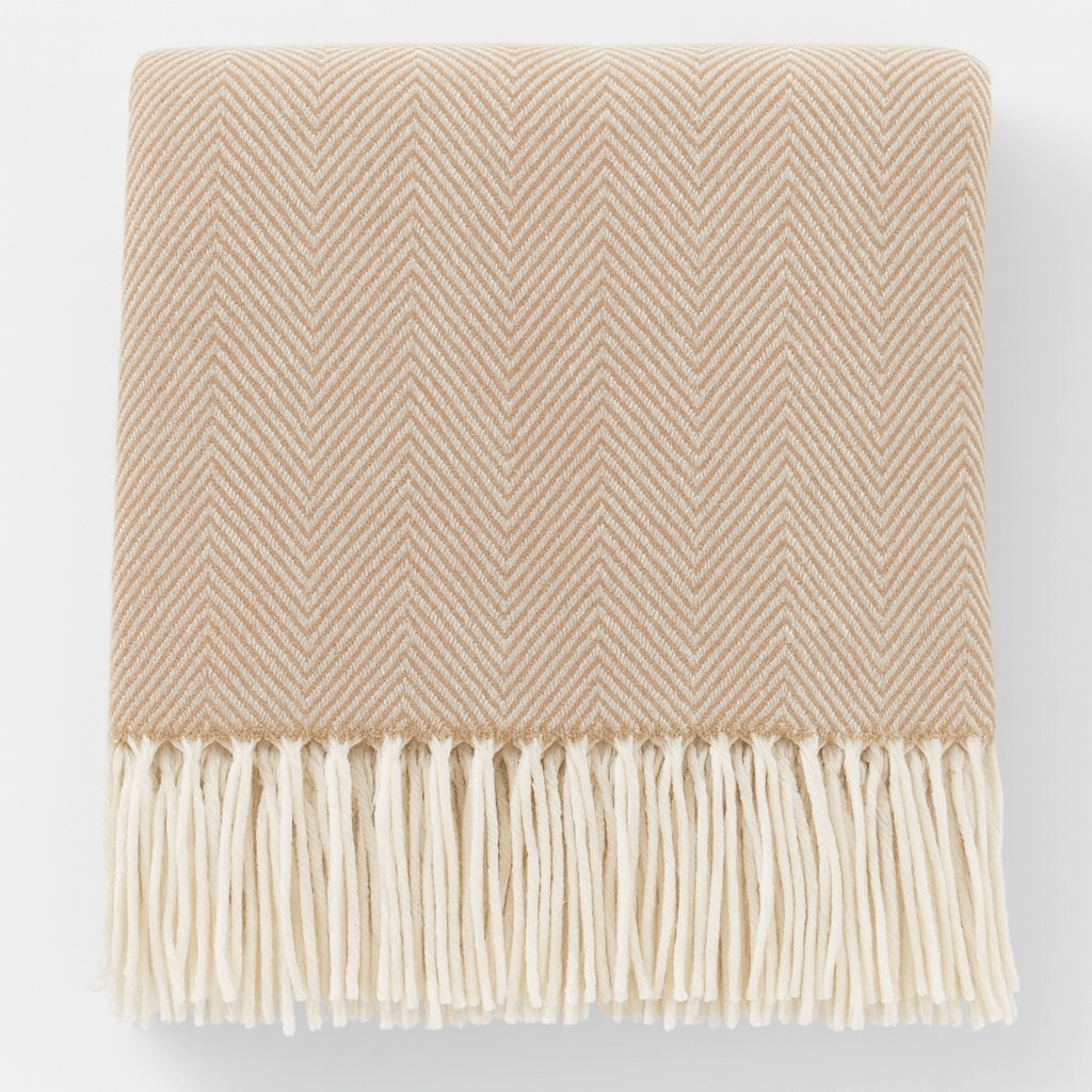 Fennco Styles Pink Herringbone Throw Blanket with Fringe (50x60) - Pisgah Needleworks