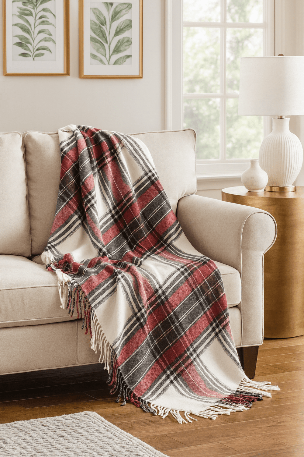 Fennco Styles Red Classic Plaid Tassel Trim Throw Blanket (50x60) - Pisgah Needleworks