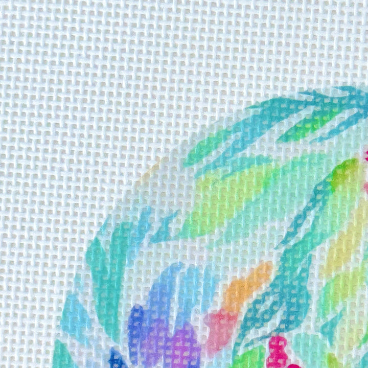 Floral Round Ornament Needlepoint Canvas – Artisan Printed 4x4 | Cotswold Co Designs - Pisgah Needleworks