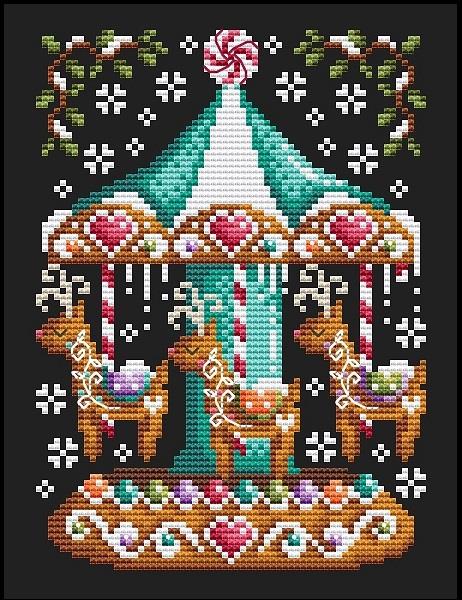 Gingerbread Carousel Cross Stitch Pattern | Shannon Christine Designs - Pisgah Needleworks