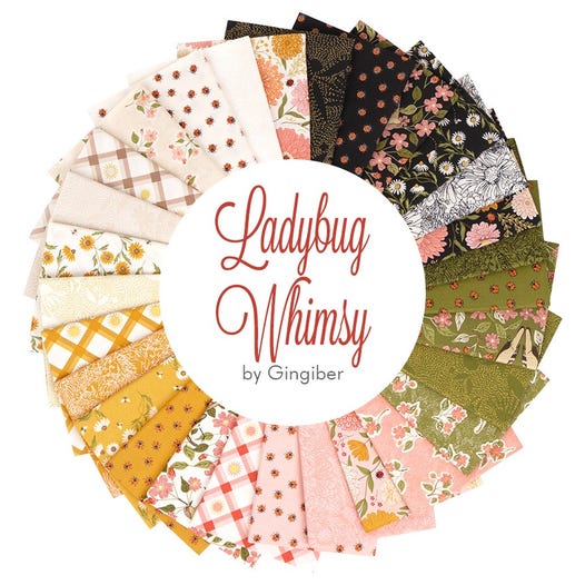 Moda Ladybug Whimsy by Gingiber | Quilting Cotton Fabric | ¼ Yard