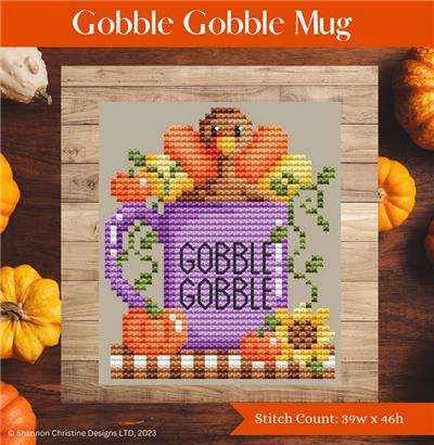 Gobble Gobble Mug Cross Stitch Pattern | Thanksgiving Design - Pisgah Needleworks