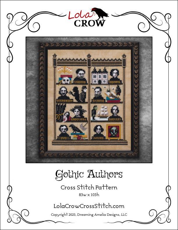 Gothic Authors Cross Stitch Pattern | Lola Crow Literary Sampler - Pisgah Needleworks