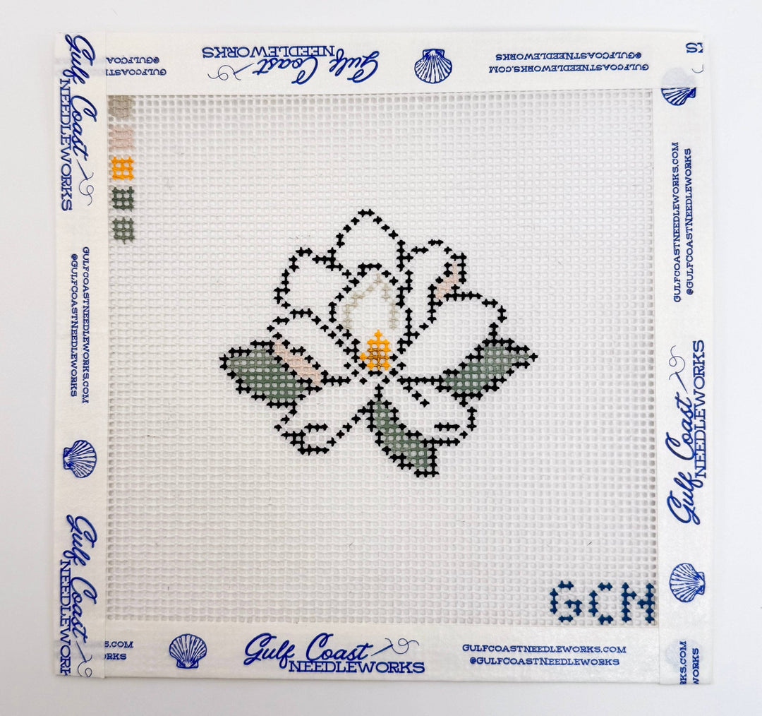 Gulf Coast Needleworks - Magnolia Mini Needlepoint Canvas | Hand-Painted Design - Pisgah Needleworks