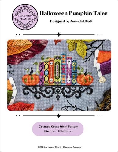 Halloween Pumpkin Tales Cross Stitch Pattern – Haunted Frames by Amanda Elliott - Pisgah Needleworks