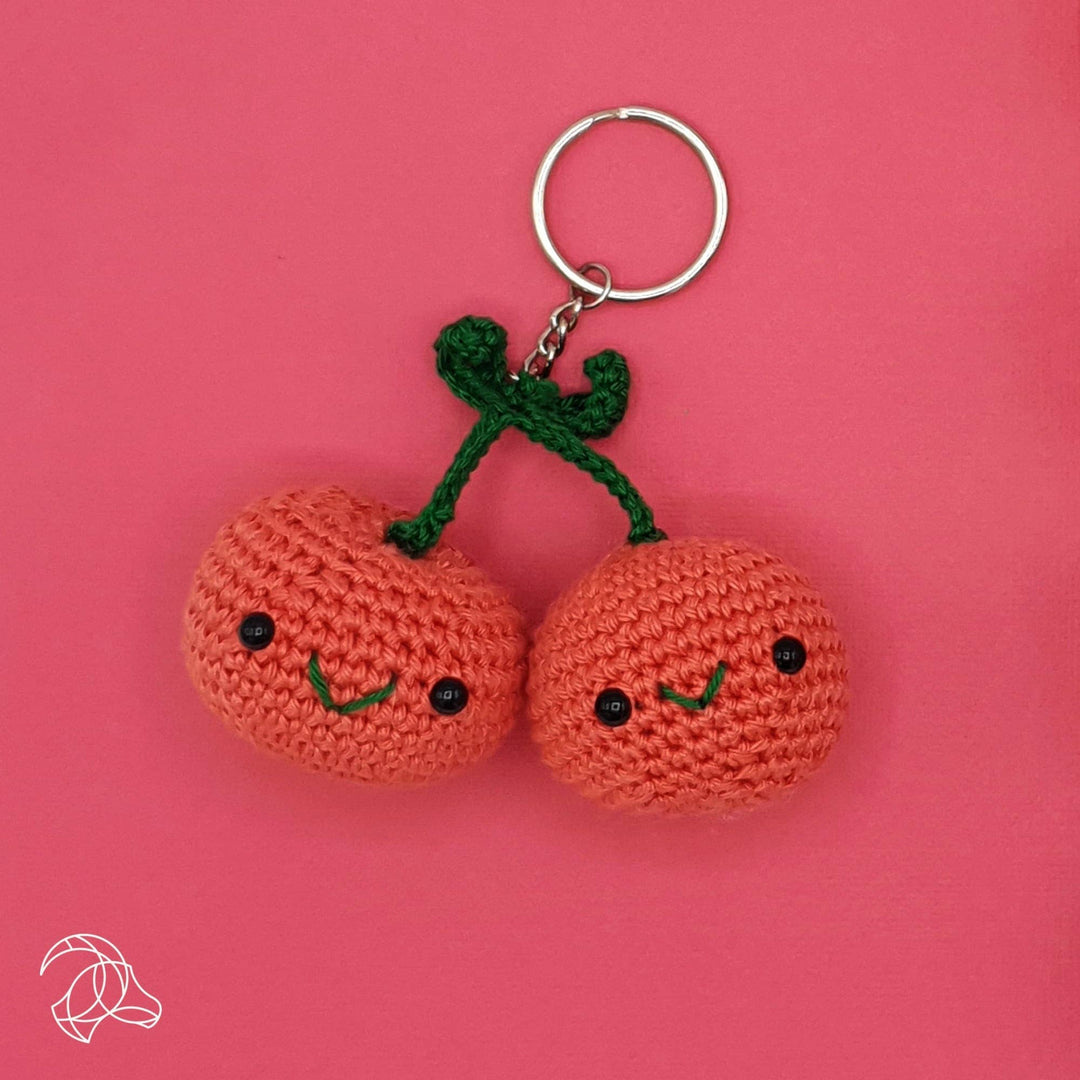 Hardicraft USA - DIY Crochet Kit - Cherries Bag Charm - Pisgah Needleworks