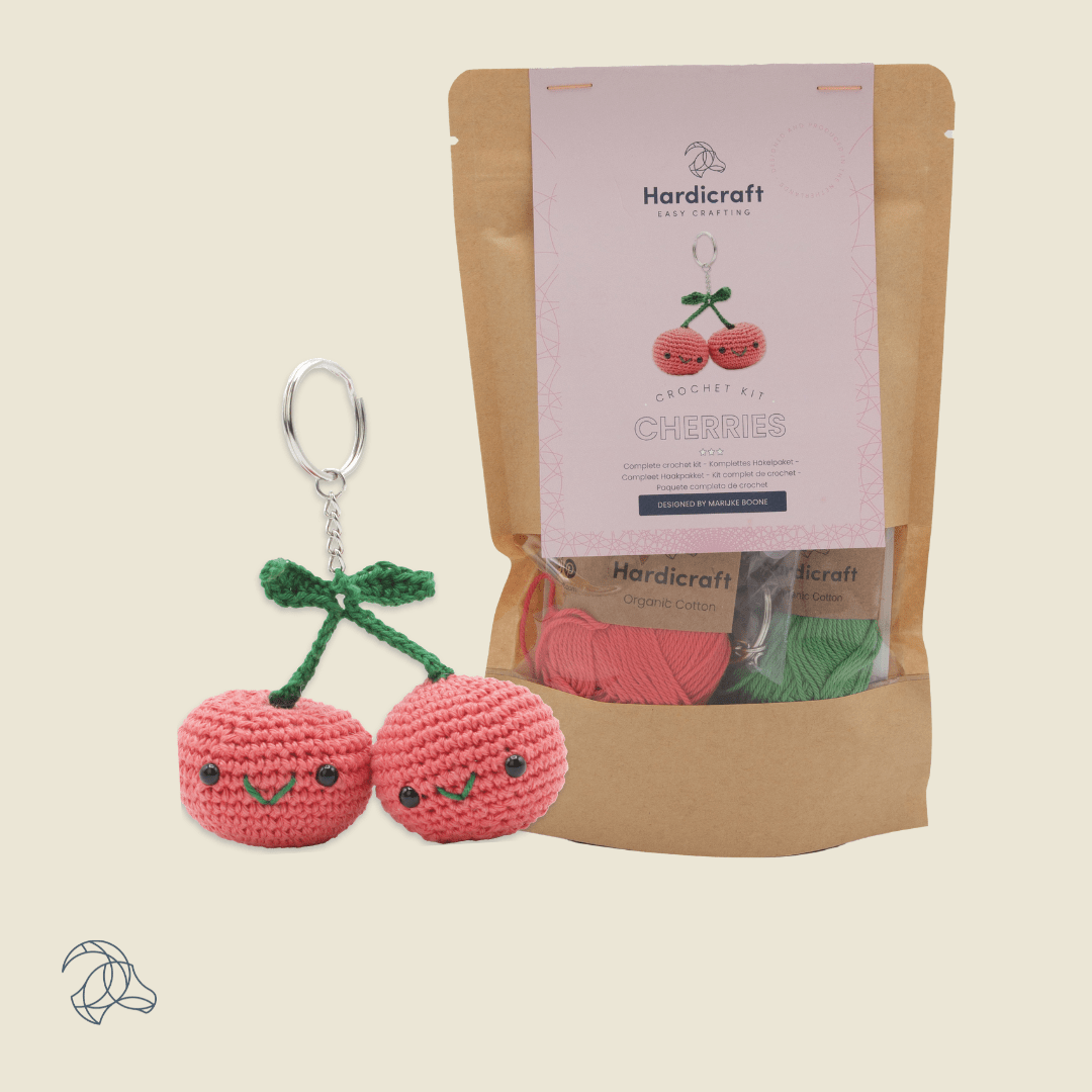 Hardicraft USA - DIY Crochet Kit - Cherries Bag Charm - Pisgah Needleworks