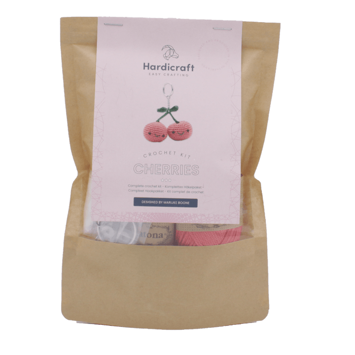 Hardicraft USA - DIY Crochet Kit - Cherries Bag Charm - Pisgah Needleworks
