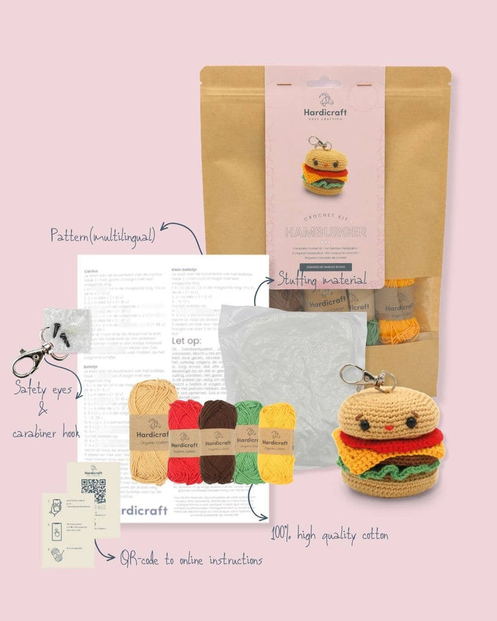 Hardicraft USA - DIY Crochet Kit - Hamburger Bag Charm - Pisgah Needleworks