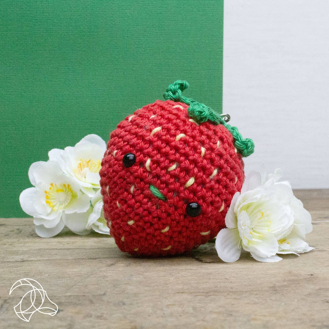 Hardicraft USA - DIY Crochet Kit - Strawberry Bag Charm - Pisgah Needleworks