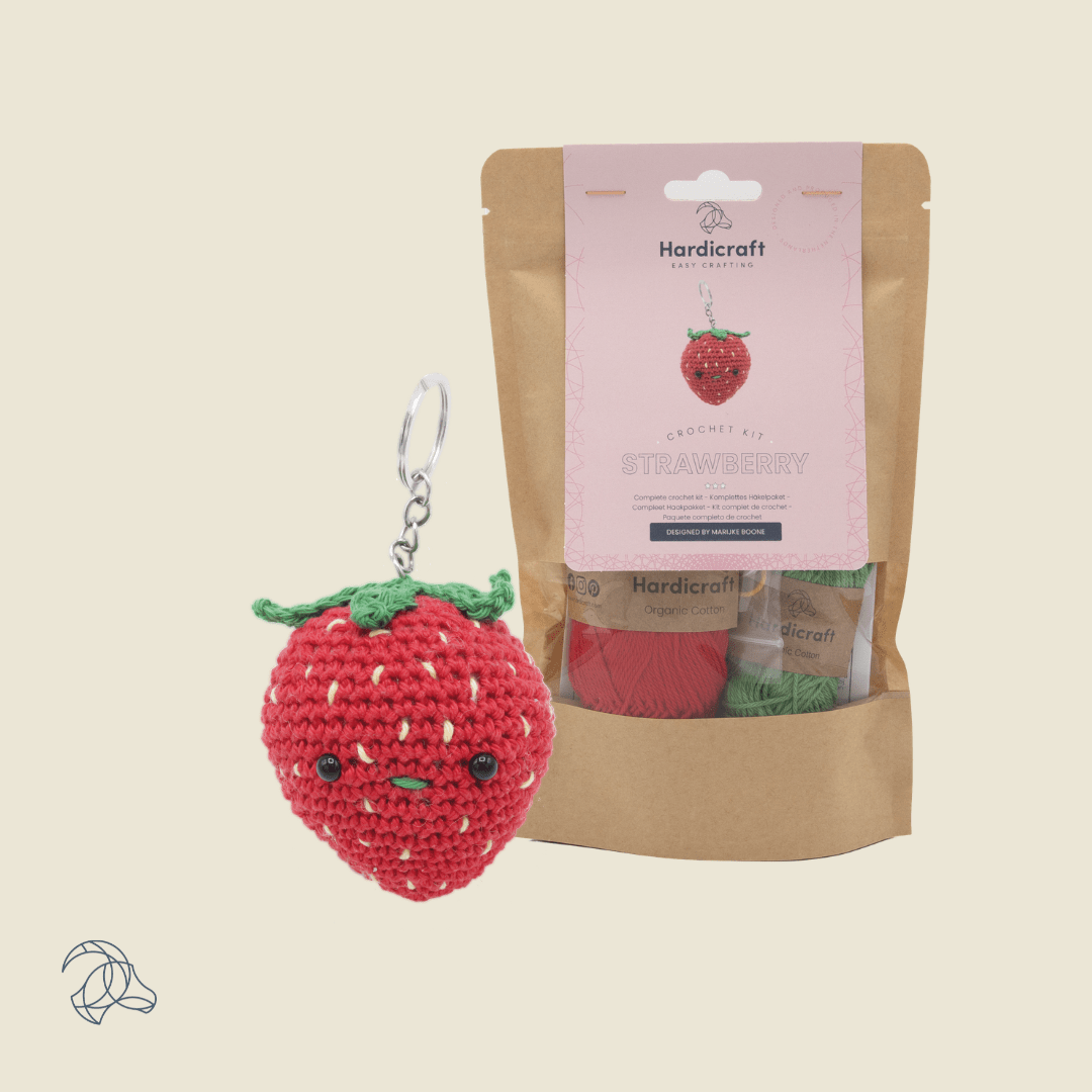 Hardicraft USA - DIY Crochet Kit - Strawberry Bag Charm - Pisgah Needleworks