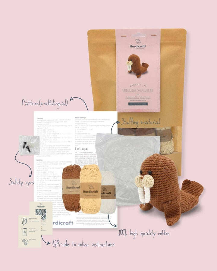 Hardicraft USA - DIY Crochet Kit - Willem Walrus - Pisgah Needleworks