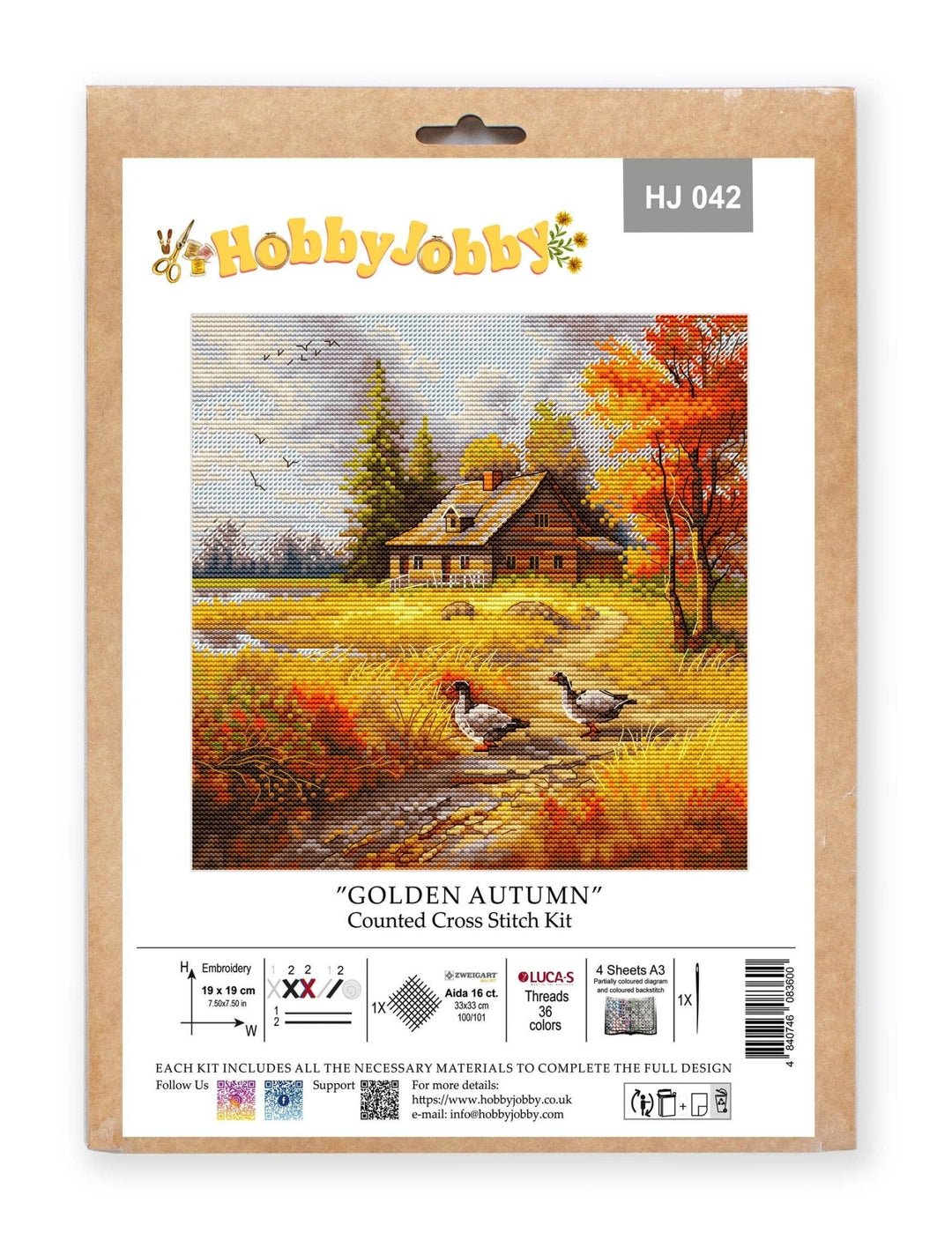 HobbyJobby - Cross Stitch Kit HobbyJobby - Golden Autumn - Pisgah Needleworks