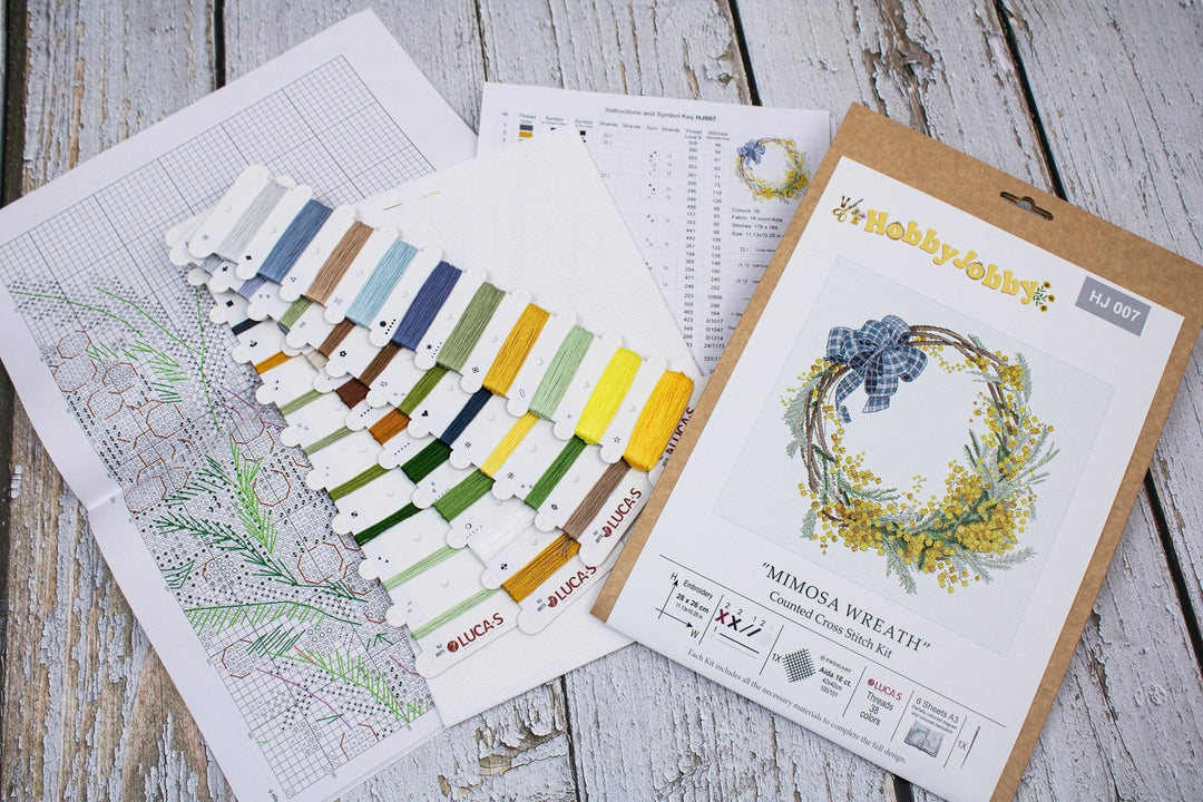 HobbyJobby - Cross Stitch Kit HobbyJobby - Mimosa Wreath - Pisgah Needleworks