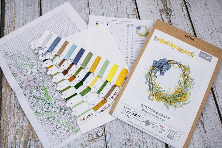 HobbyJobby - Cross Stitch Kit HobbyJobby - Mimosa Wreath - Pisgah Needleworks