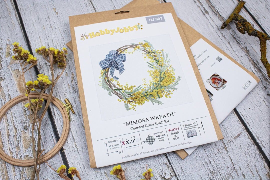 HobbyJobby - Cross Stitch Kit HobbyJobby - Mimosa Wreath - Pisgah Needleworks