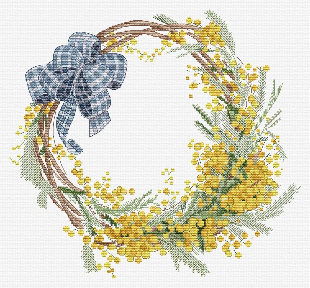 HobbyJobby - Cross Stitch Kit HobbyJobby - Mimosa Wreath - Pisgah Needleworks