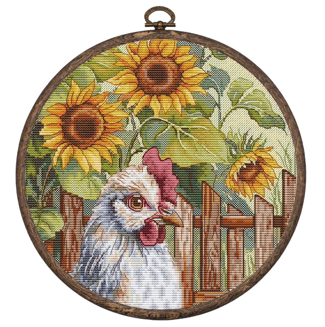 HobbyJobby - Cross Stitch Kit HobbyJobby with Hoop Included - Sunflower Backyard - Pisgah Needleworks