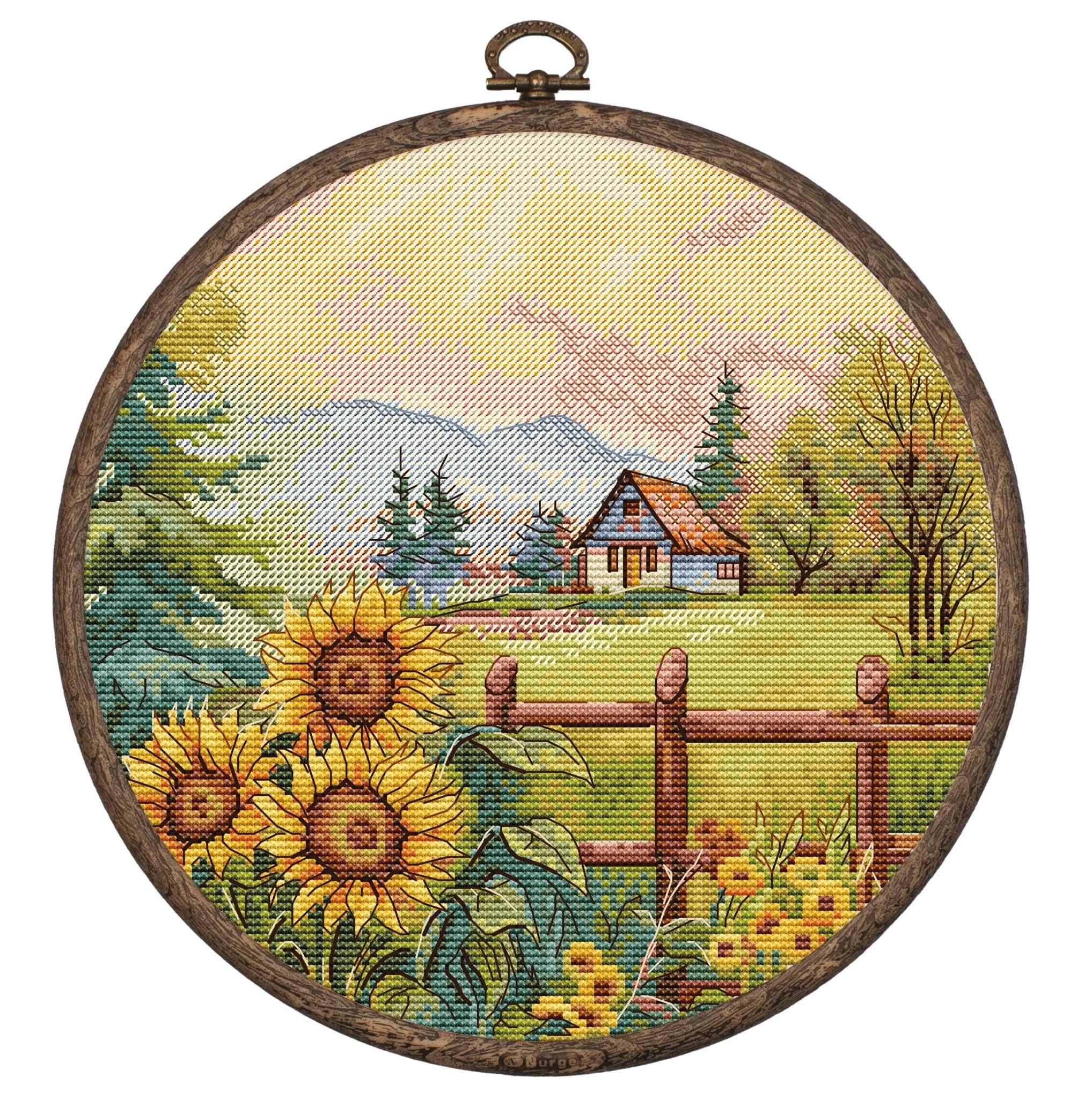 HobbyJobby - Cross Stitch Kit HobbyJobby with Hoop Included - The House on the Hilltop - Pisgah Needleworks