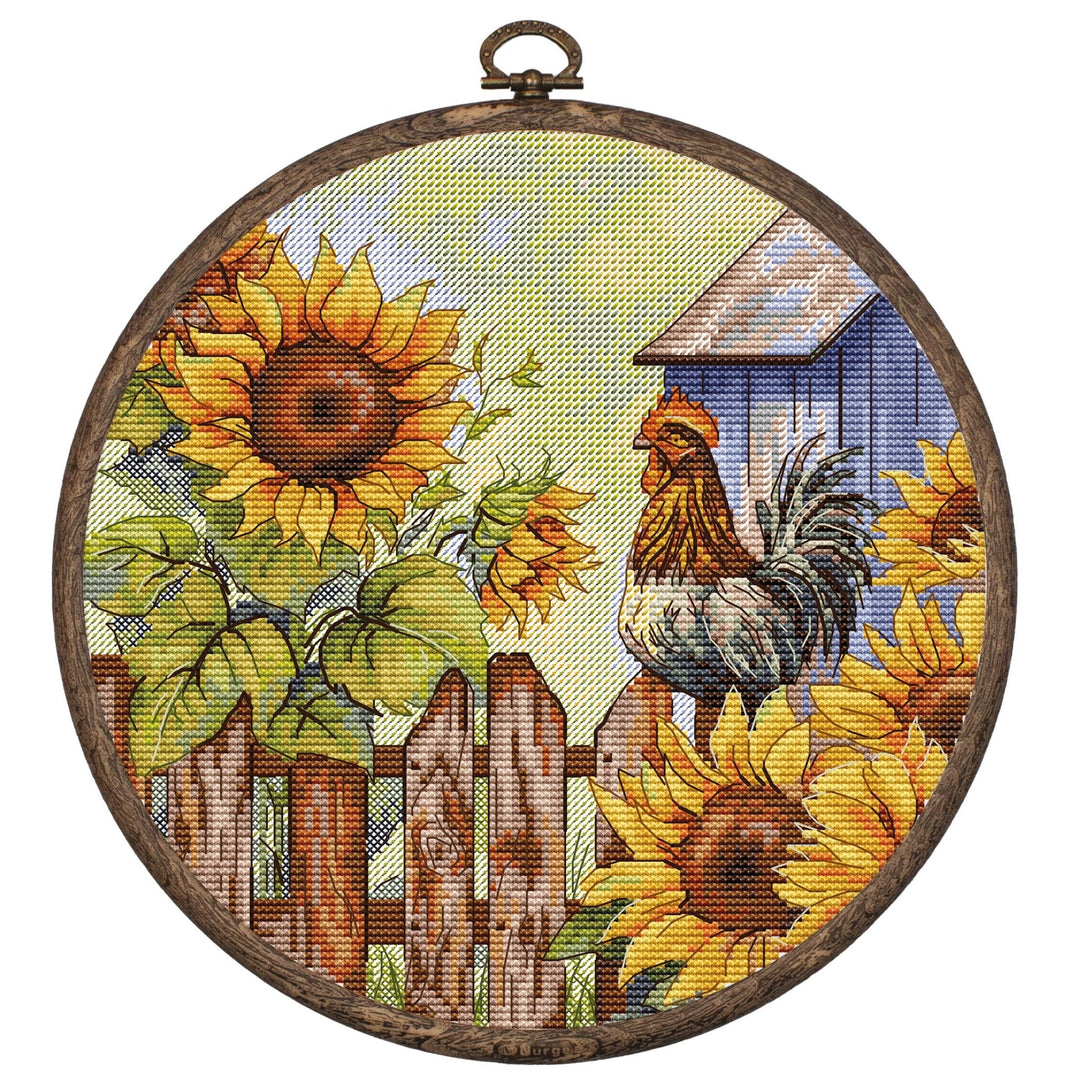 HobbyJobby - Cross Stitch Kit HobbyJobby with Hoop Included - The Rooster Song - Pisgah Needleworks