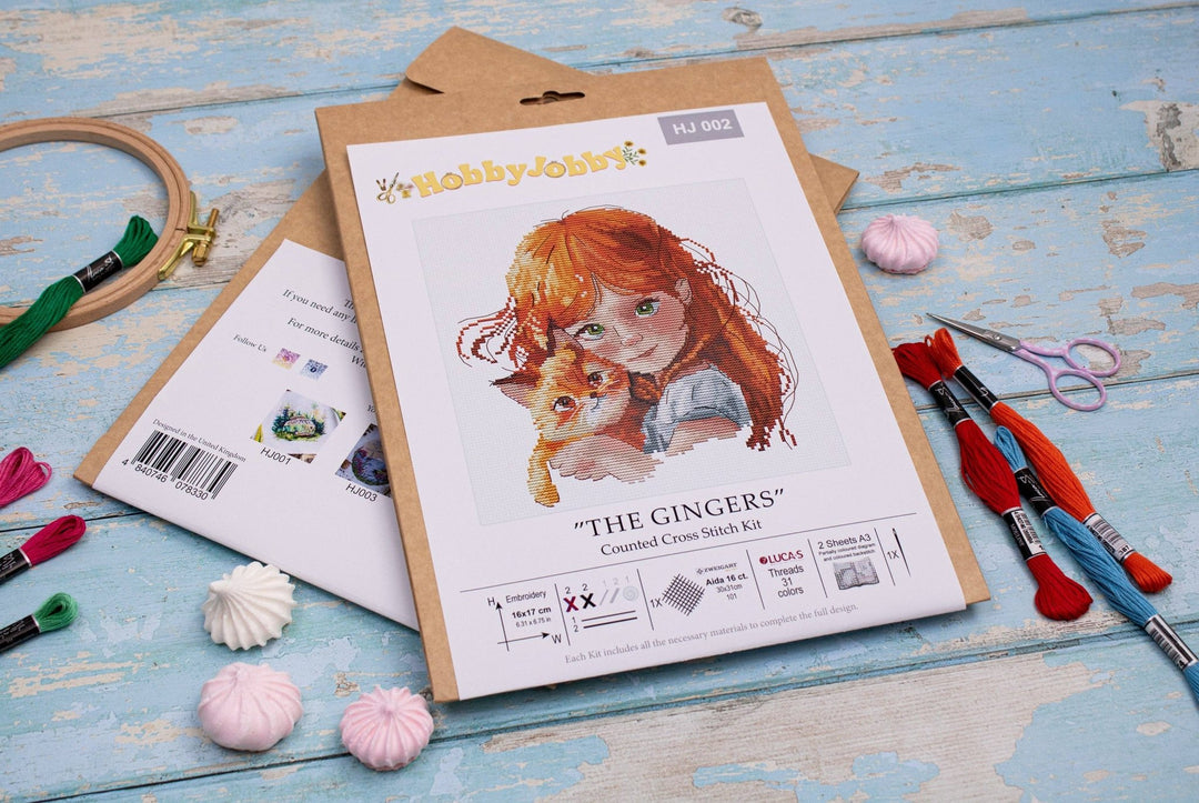 HobbyJobby – The Gingers Counted Cross Stitch Kit (16ct Aida) - Pisgah Needleworks