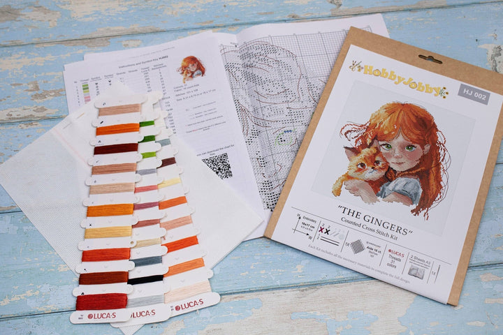 HobbyJobby – The Gingers Counted Cross Stitch Kit (16ct Aida) - Pisgah Needleworks