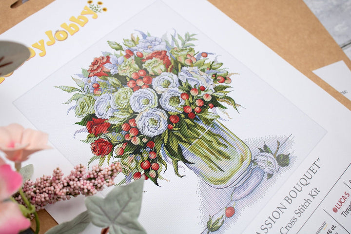 HobbyJobby – The Passion Bouquet Counted Cross Stitch Kit (16ct Aida) - Pisgah Needleworks