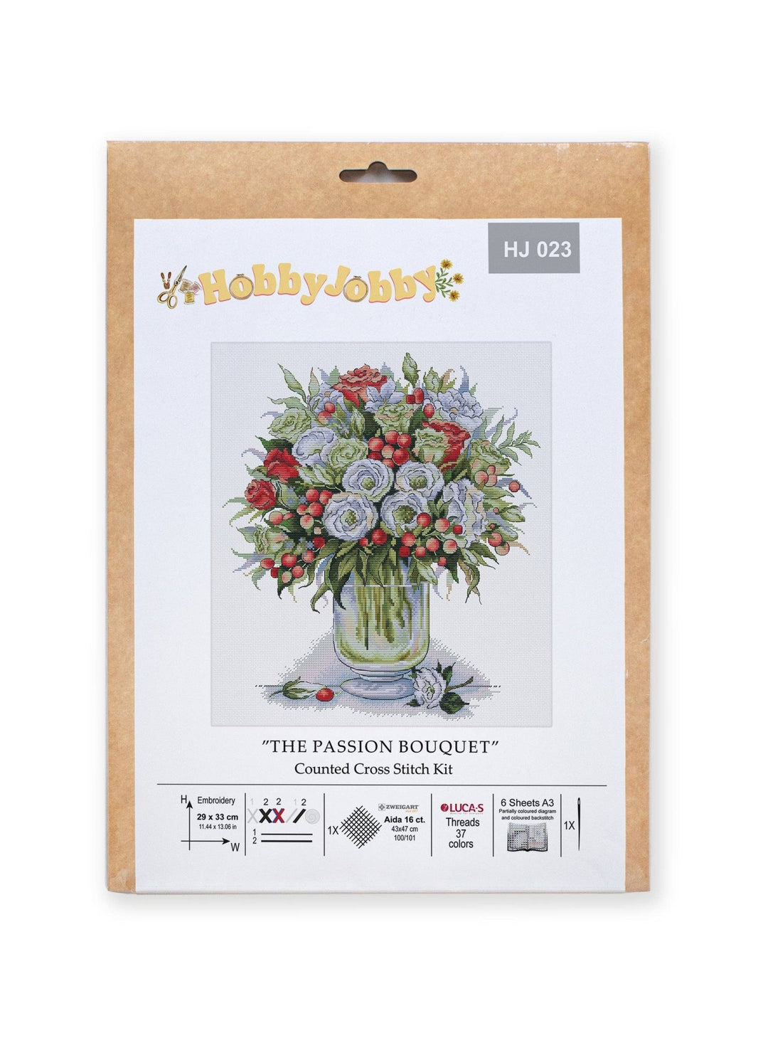 HobbyJobby – The Passion Bouquet Counted Cross Stitch Kit (16ct Aida) - Pisgah Needleworks