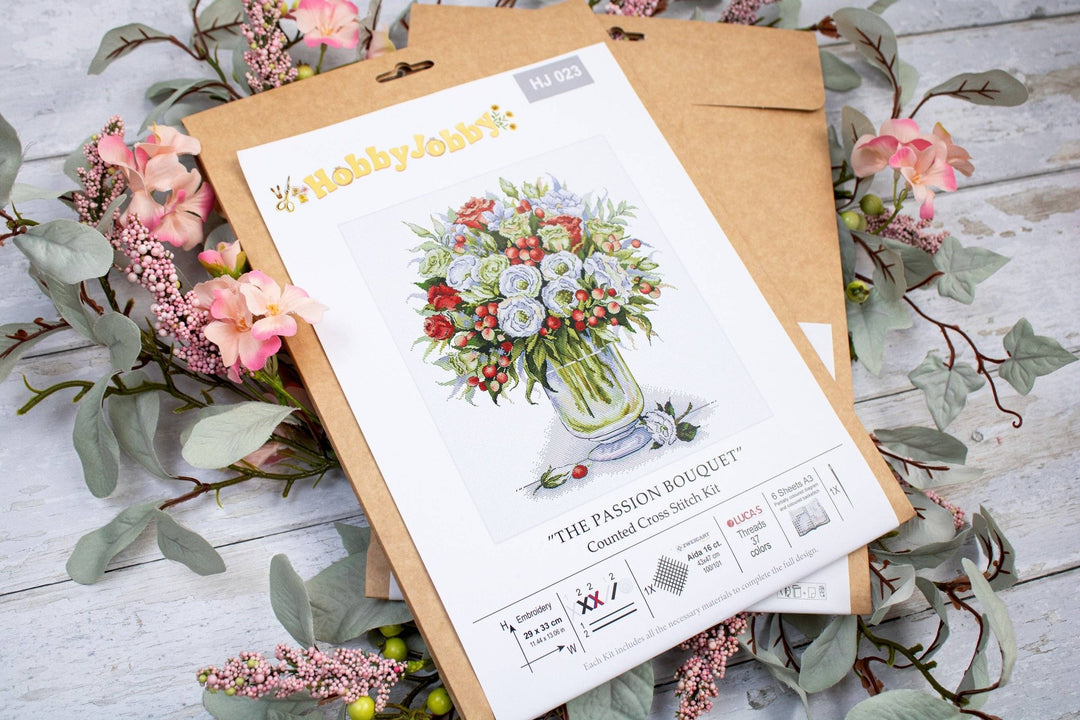 HobbyJobby – The Passion Bouquet Counted Cross Stitch Kit (16ct Aida) - Pisgah Needleworks