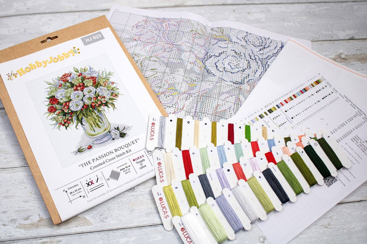 HobbyJobby – The Passion Bouquet Counted Cross Stitch Kit (16ct Aida) - Pisgah Needleworks