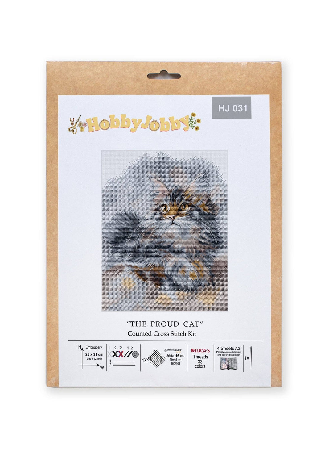 HobbyJobby – The Proud Cat Counted Cross Stitch Kit (16ct Aida) - Pisgah Needleworks