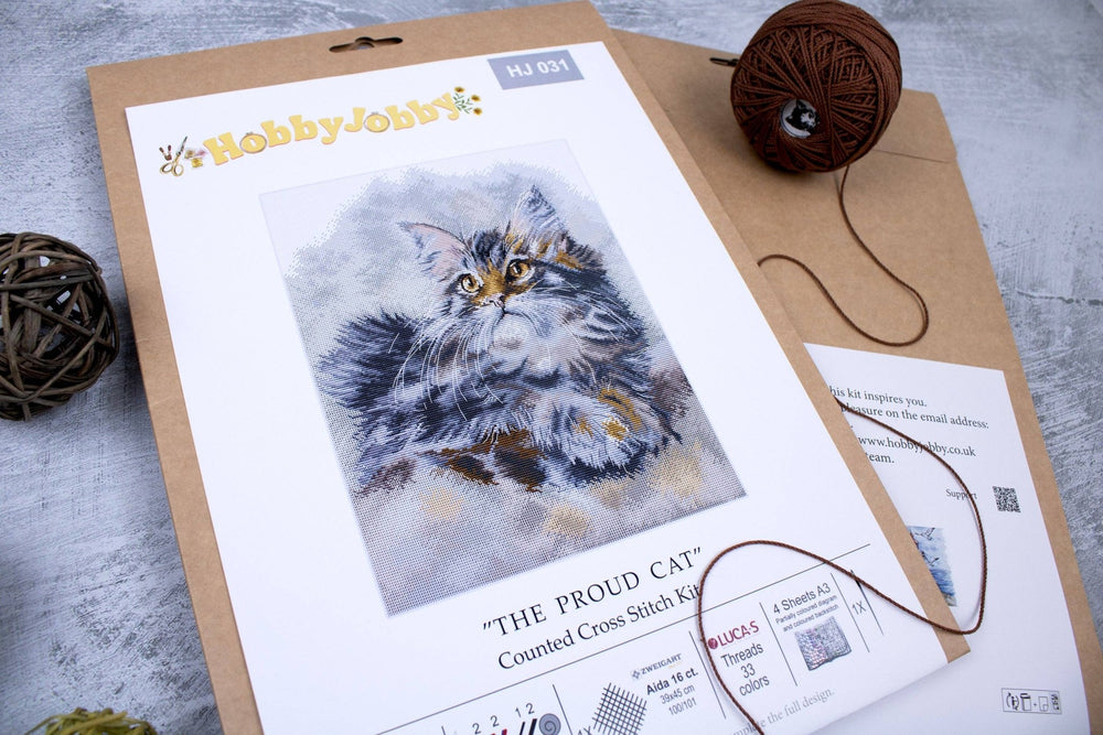 HobbyJobby – The Proud Cat Counted Cross Stitch Kit (16ct Aida) - Pisgah Needleworks