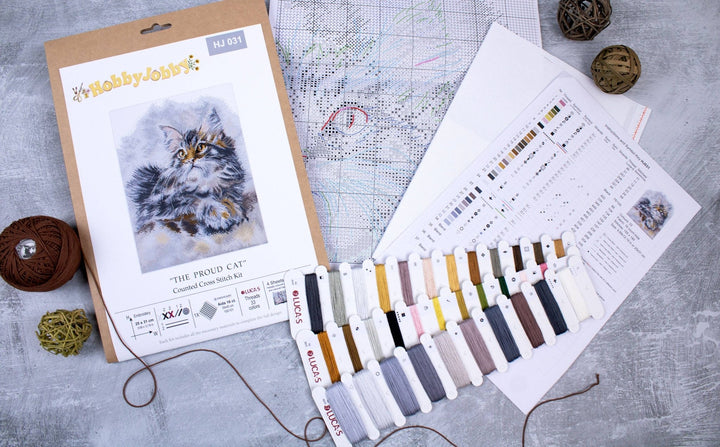 HobbyJobby – The Proud Cat Counted Cross Stitch Kit (16ct Aida) - Pisgah Needleworks