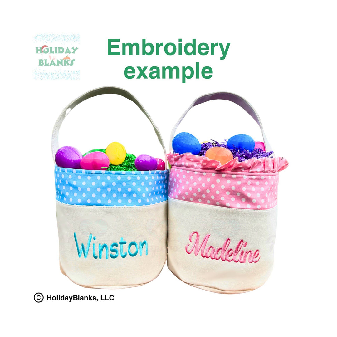 Holiday Blanks - Easter basket embroidery blanks with small dot design: Pink - Pisgah Needleworks