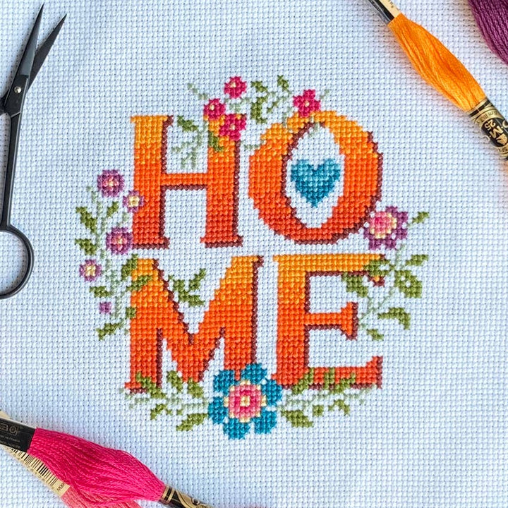 Home Four Letter Floral Cross Stitch Kit – Love Poppet Design - Pisgah Needleworks