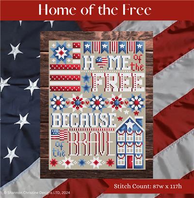 Home of the Free Cross Stitch Pattern | Patriotic Americana Design - Pisgah Needleworks