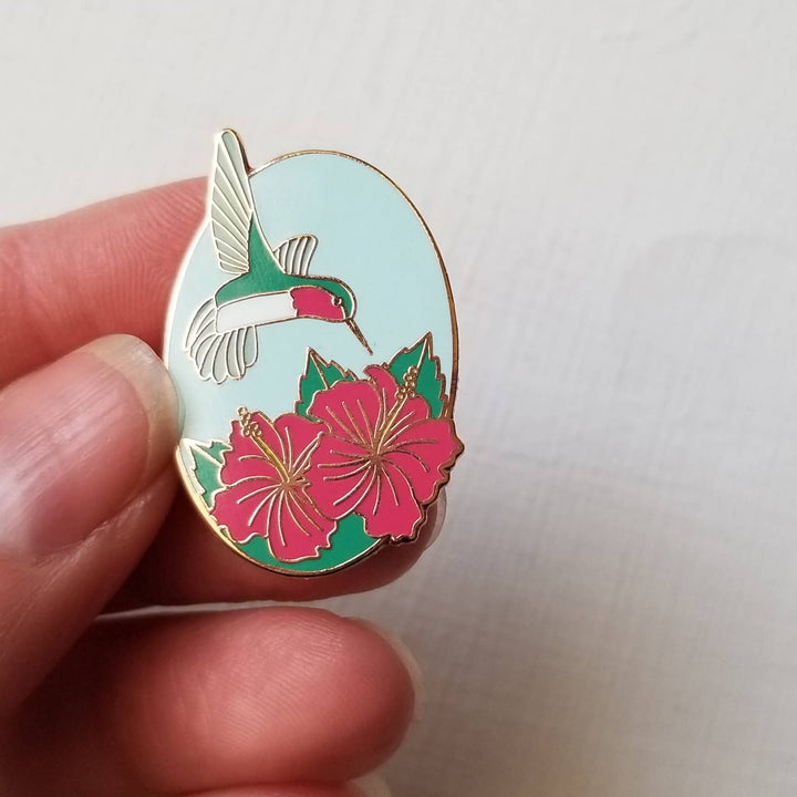 Hummingbird Enamel Needle Minder by Jessica Long Embroidery - Pisgah Needleworks