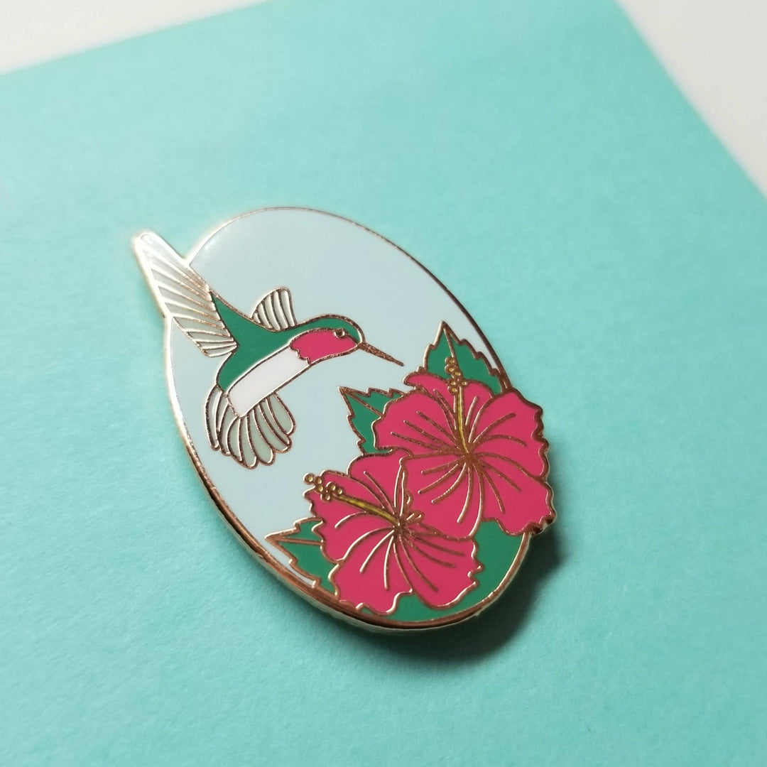 Hummingbird Enamel Needle Minder by Jessica Long Embroidery - Pisgah Needleworks