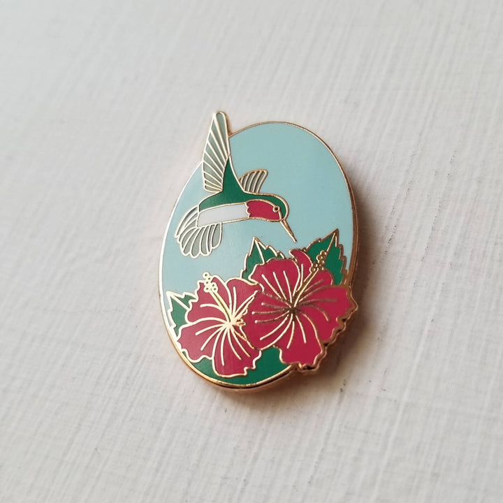 Hummingbird Enamel Needle Minder by Jessica Long Embroidery - Pisgah Needleworks