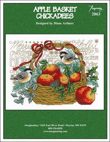 Imaginating “Apple Basket Chickadees” Cross Stitch Pattern - Pisgah Needleworks